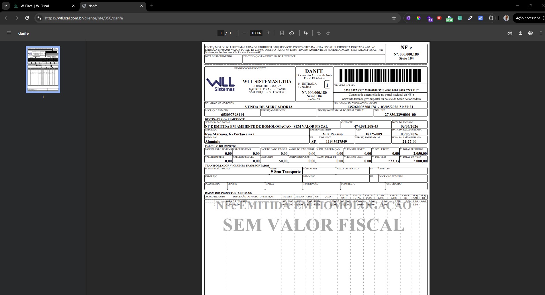DANFE W-Fiscal