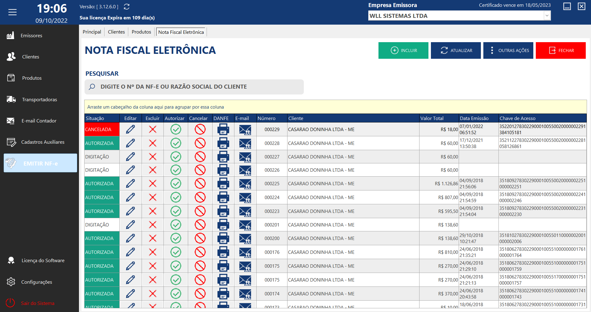 Lista de NF-e