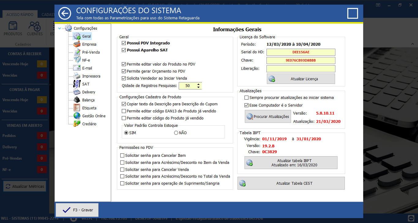 Configurações